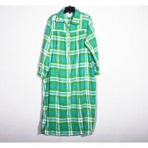 Anthony Richards 100% Cotton Green White & Blue Plaid Night Shirt Sz XLP